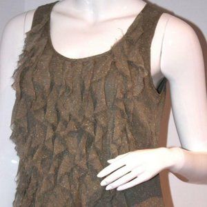 MICHAEL Michael Kors GREEN Distress RUFFLES Sleeve